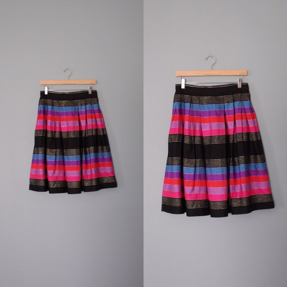 STRIPED silk pleated skirt | 1970s JANE CLODEL sk… - image 3