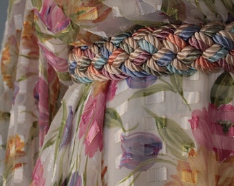 pastel braided cinch belt | 1980s dress belt | pastel braid belt