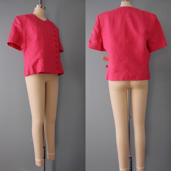 RASPBERRY pink linen jacket | soft linen blouse j… - image 8