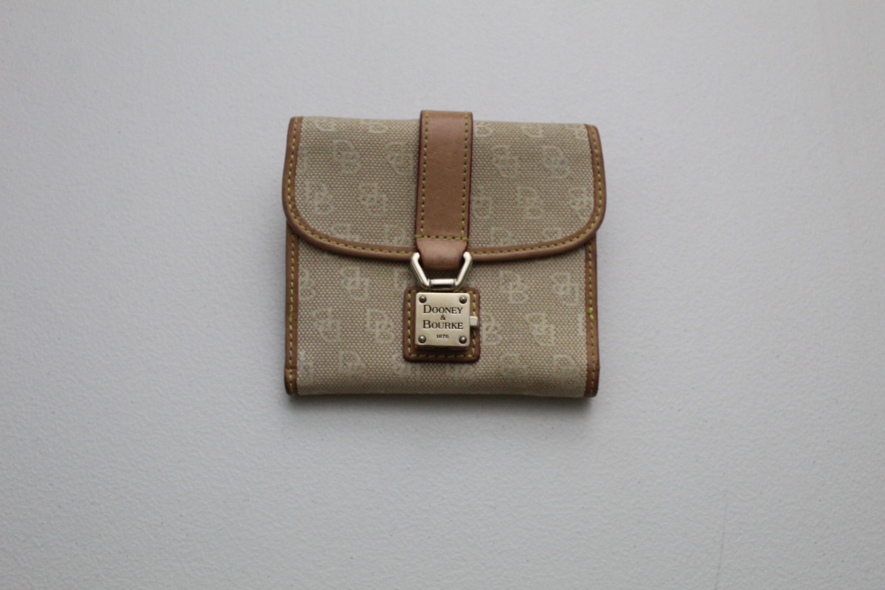 Dooney & Bourke Monogram Canvas & Leather Push Lock Bifold