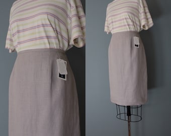 palest wisteria linen skirt | 90s nwt Jennifer Moore linen skirt | wisteria linen pencil skirt