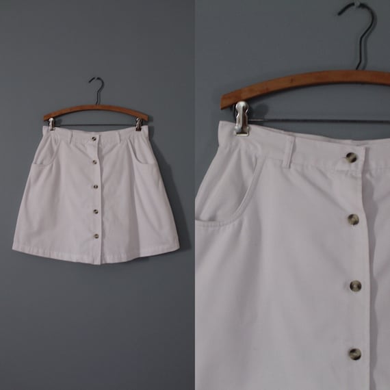 CHALK white skort | button down front skort | high