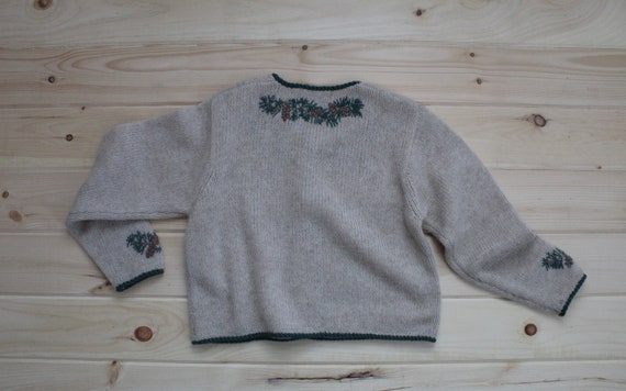 PINECONES wool cardigan | beige embroidered pine … - image 7