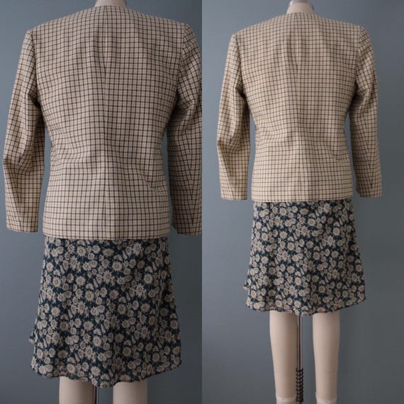 Checkered Wool jacket | Structured Wool blazer | … - image 13