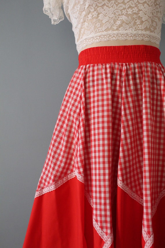 RED swing lace skirt | 1960s mod checkered retro … - image 4