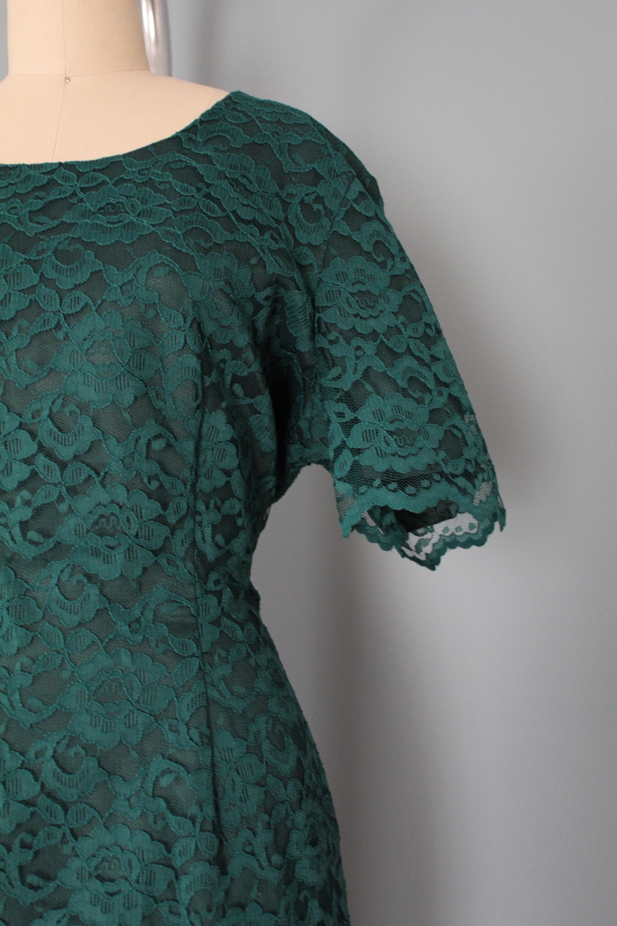 Pine Green Lace Shift Dress - Etsy