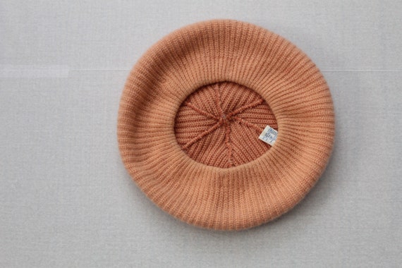 PEACH pink angora beret | 70s nwt warm fuzzy bere… - image 6