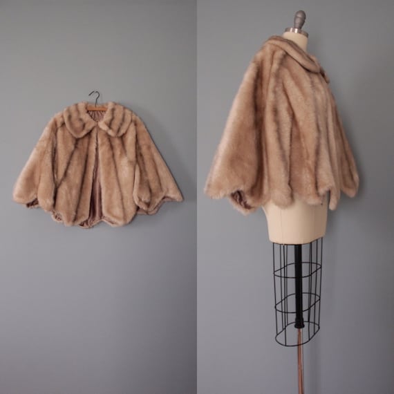 FAUX FUR capelet | 1970s SEARS Fashions cape | str