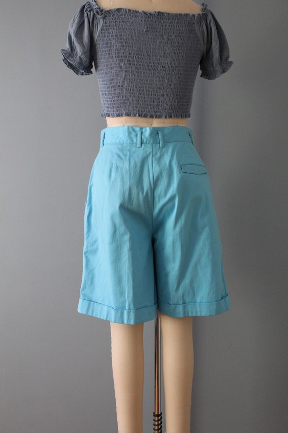 sky blue cuffed shorts | 90s culotte shorts | cot… - image 9