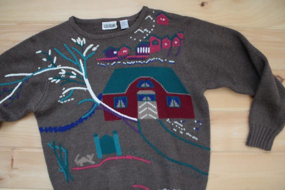 House Yard Dog Snow Town Tree sweater