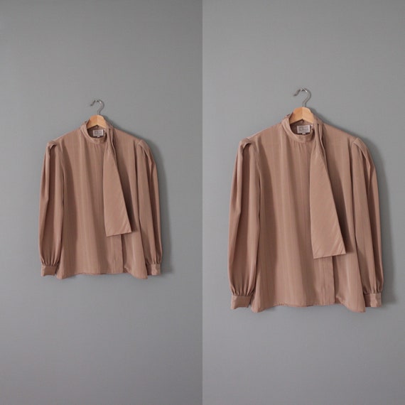 MOCHA bow blouse | scarf bow poet blouse | 1980s … - image 2