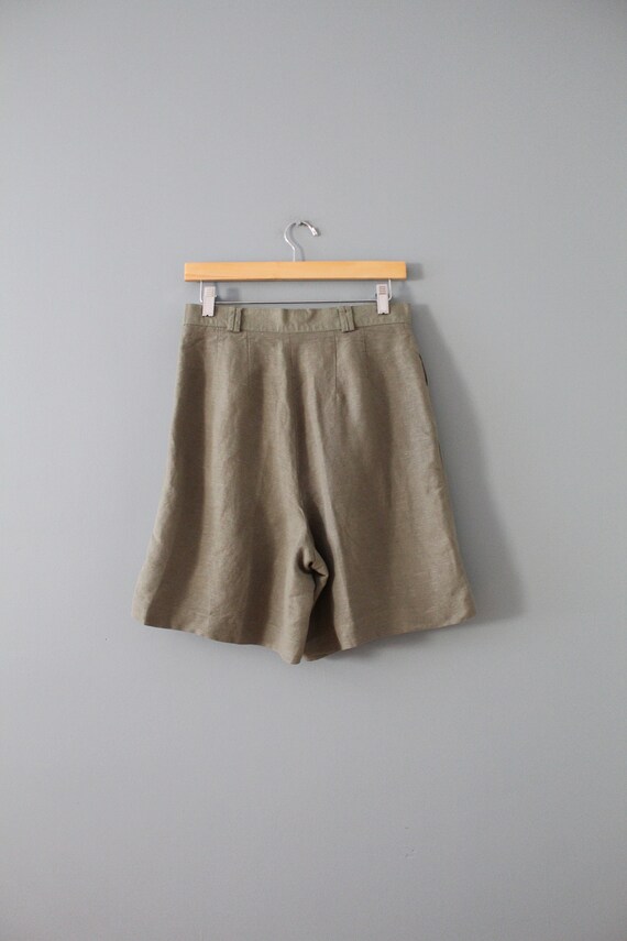 OLIVE green linen shorts | high waisted linen sho… - image 9