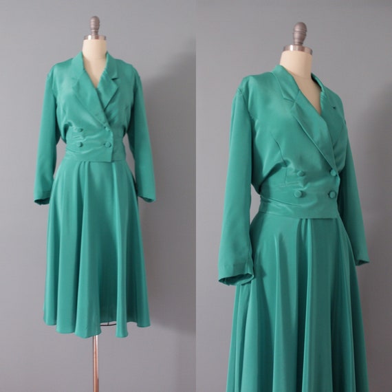 KELLY green skirt set | cropped jacket and skirt s