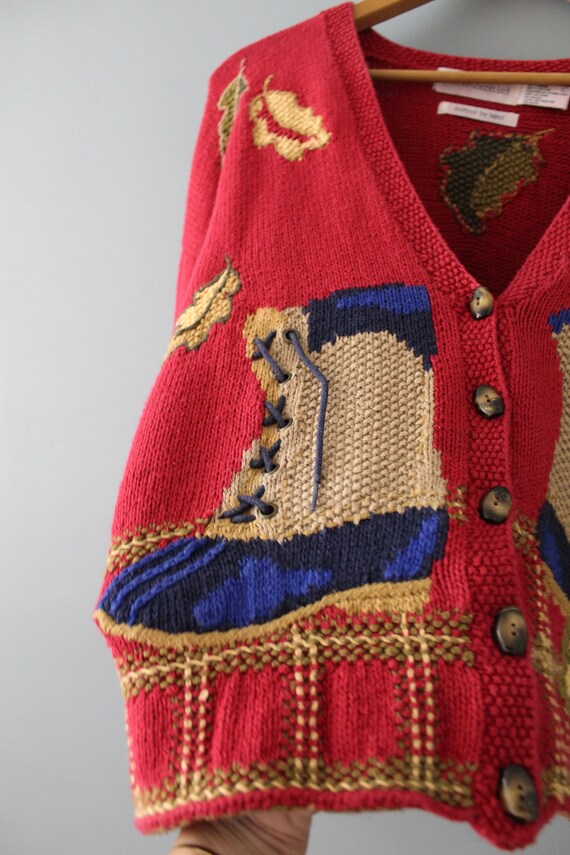 BOOTS leafs cottagecore cardigan | carmine red co… - image 8