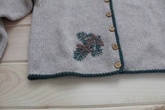 PINECONES wool cardigan | beige embroidered pine … - image 9
