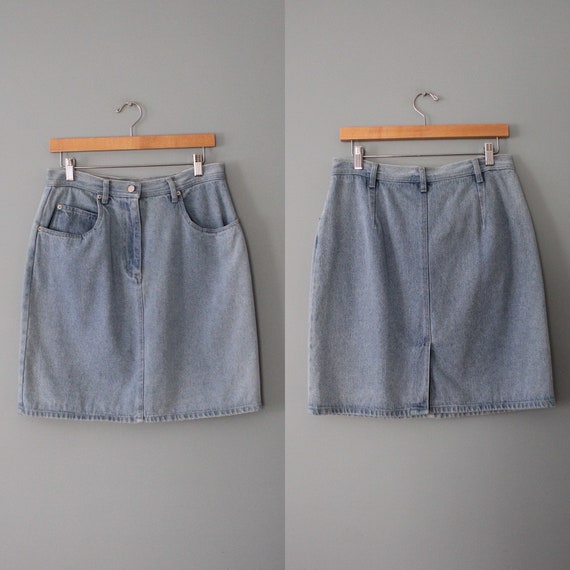 DENIM mini skirt | pale denim mini skirt | 90s Bi… - image 3