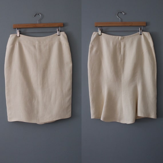 Armani linen skirt | cream white linen tulip skir… - image 2