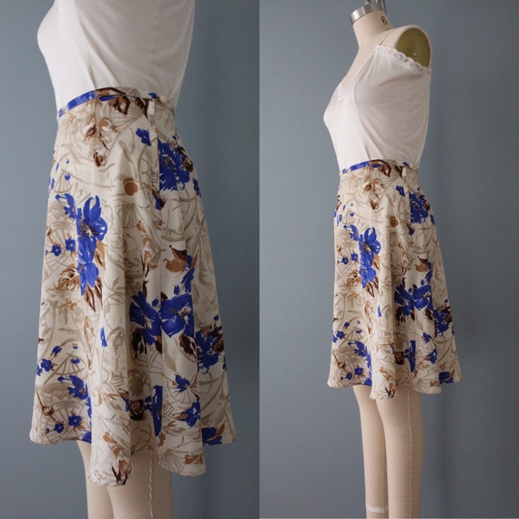 vintage muted floral abstract skater skirt | 90s … - image 6