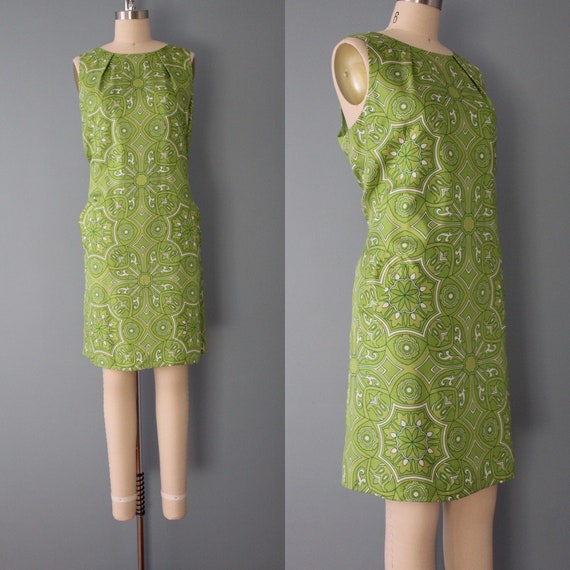 chartreuse mod silk midi dress | 90s Y2K Talbots … - image 1