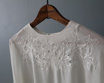 Chemisier romantique à découper | blouse blanche en porcelaine | blouse à broderies