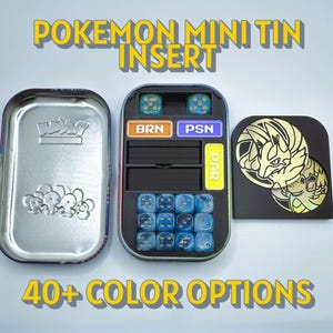 Pokemon TCG Mini Tin Insert with Status & Ability Markers | Dice Organizer for Pokemon Mini Tins | TCG Storage Insert (No Dice)