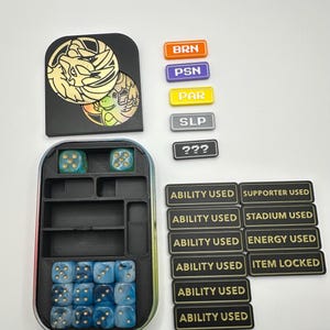 Pokemon TCG Mini Tin Insert with Status & Ability Markers | Dice Organizer for Pokemon Mini Tins | TCG Storage Insert (No Dice) image 2