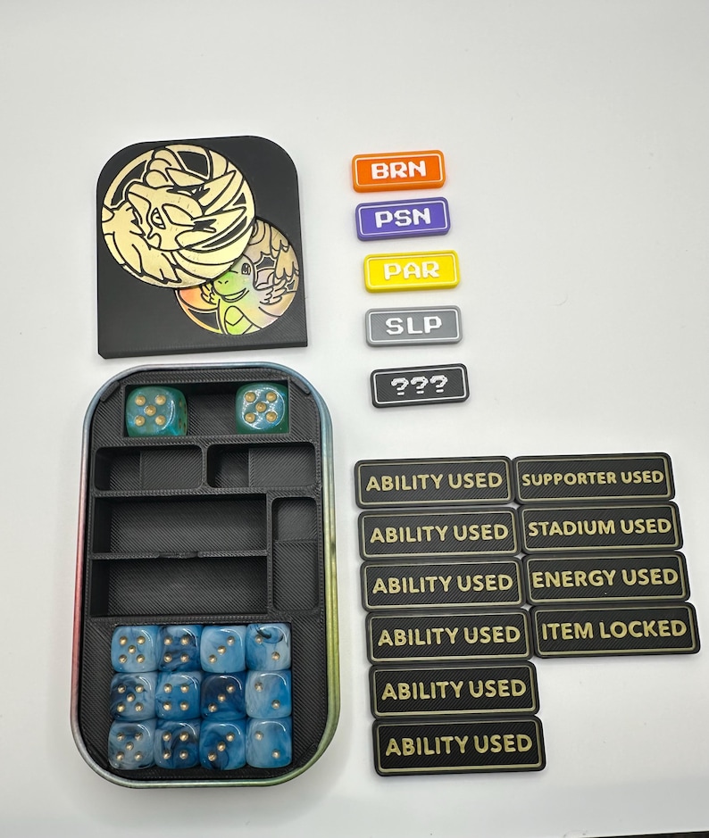 Pokemon TCG Mini Tin Insert with Status & Ability Markers | Dice Organizer for Pokemon Mini Tins | TCG Storage Insert (No Dice) image 2