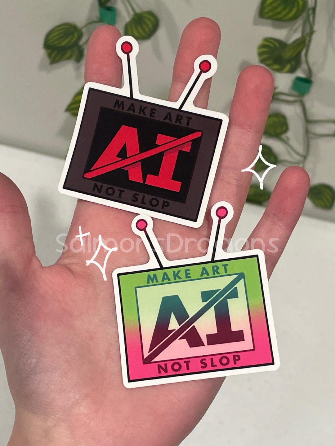 Anti-ai TV Shaped Stickers - Etsy