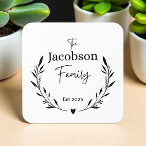 Custom Coaster Wedding Gift, Personalized Bridal Shower Gift, Anniversary, Engagement, Housewarming Gift, Custom Family Name Coaster Gift