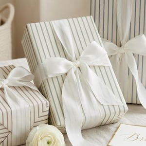 Elegant Pinstripe Gift Wrap Collection Neutral Wrapping Paper Roll Modern Stripe Gift Wrap Preppy Birthday Wedding Baby Shower Gift Wrap