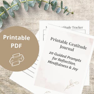 Self-Care Printable Gratitude Journal Guided Mindfulness Prompts Digital Download Wellness Gift Daily Reflection Self love Gratitude Tracker