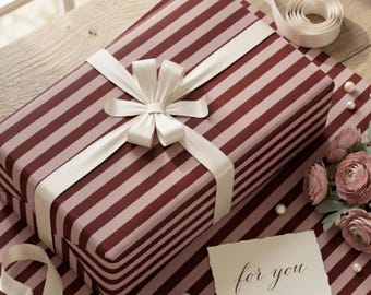 Striped Wrapping Roll Birthday Wedding Wrapping Paper Holiday Gift Wrap Elegant Gift Paper Roll Festive Christmas Wrapping Xmas Gift Wrap