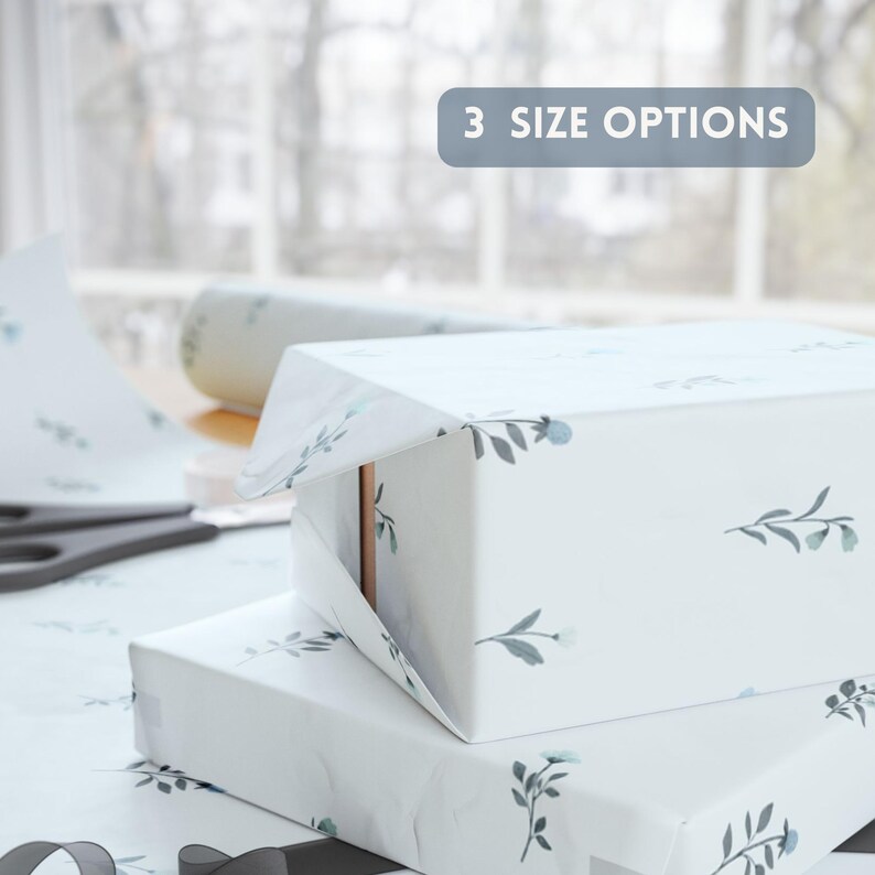 Vintage Floral Wrapping Paper Botanical French Blue Gift Wrap ...
