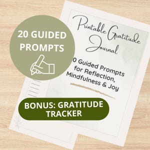 Printable Gratitude Self-Care Journal & Guided Mindfulness Prompts Digital Download Journal Wellness Monthly Tracker Daily Reflection Gift