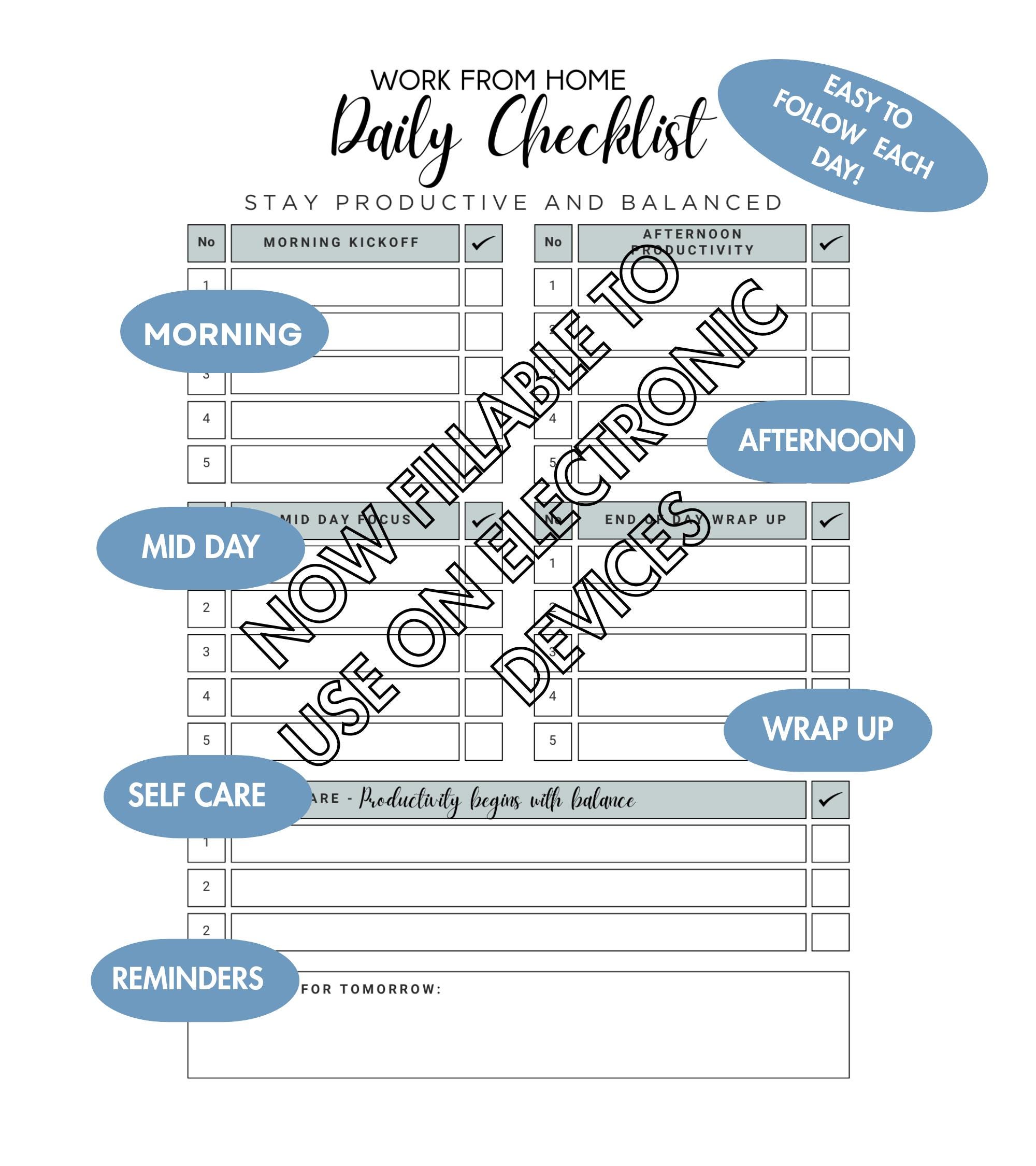 Daily Productivity Planner Printable Task List Fillable to Do List Busy ...