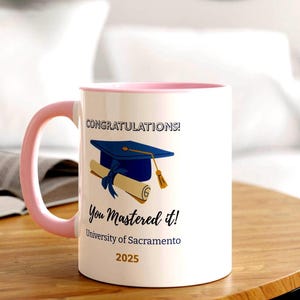 Graduation Mug for Masters Degree, Personalized Mastered It Cup for Graduate, Customized Graduation Gift 2025 Masters Degree Graduation Gift