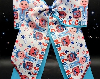 CoComelon JJ Statue of Liberty 4th of July Cheer Bow – Patriotic Hair Accessory