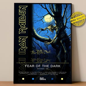 Iron Maiden Poster | Angst vor der Dunkelheit Poster | Album Poster Drucke | Wanddekor Poster | Album-Cover | Metal Musik Poster