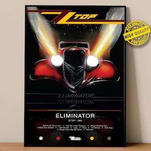 ZZ Top Poster | Eliminator Poster | Album Poster Prints | Wall Decor Posters | Album Cover | Rock Music Poster