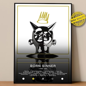 J Cole Poster | Born Sinner Poster | Album Poster Prints | Wall Decor Posters | Album Cover | Rap Music Poster