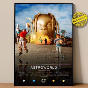 Travis Scott Poster | Astroworld Poster | Album Poster Prints | Wall Decor Posters | Album Cover | Rap Music Poster