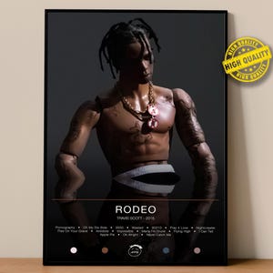 Póster de Travis Scott / Póster de rodeo / Impresiones de póster de álbum / Pósteres de decoración de pared / Portada de álbum / Póster de música rap