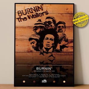 Bob Marley & The Wailers Poster | Burnin&#39; Poster | Album Poster Prints | Wall Decor Posters | Album Cover | Reggae Music Poster