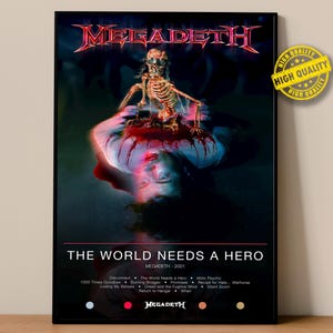 Megadeth Poster | The World Needs a Hero Poster | Album Poster Prints | Wall Decor Posters | Album Cover | Metal Music Poster
