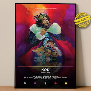 J Cole Poster | KOD Poster | Album Poster Prints | Wall Decor Posters | Album Cover | Rap Music Poster