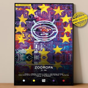 U2 Poster | Zooropa Poster | Album Poster Prints | Wall Decor Posters | Album Cover | Rock Music Poster