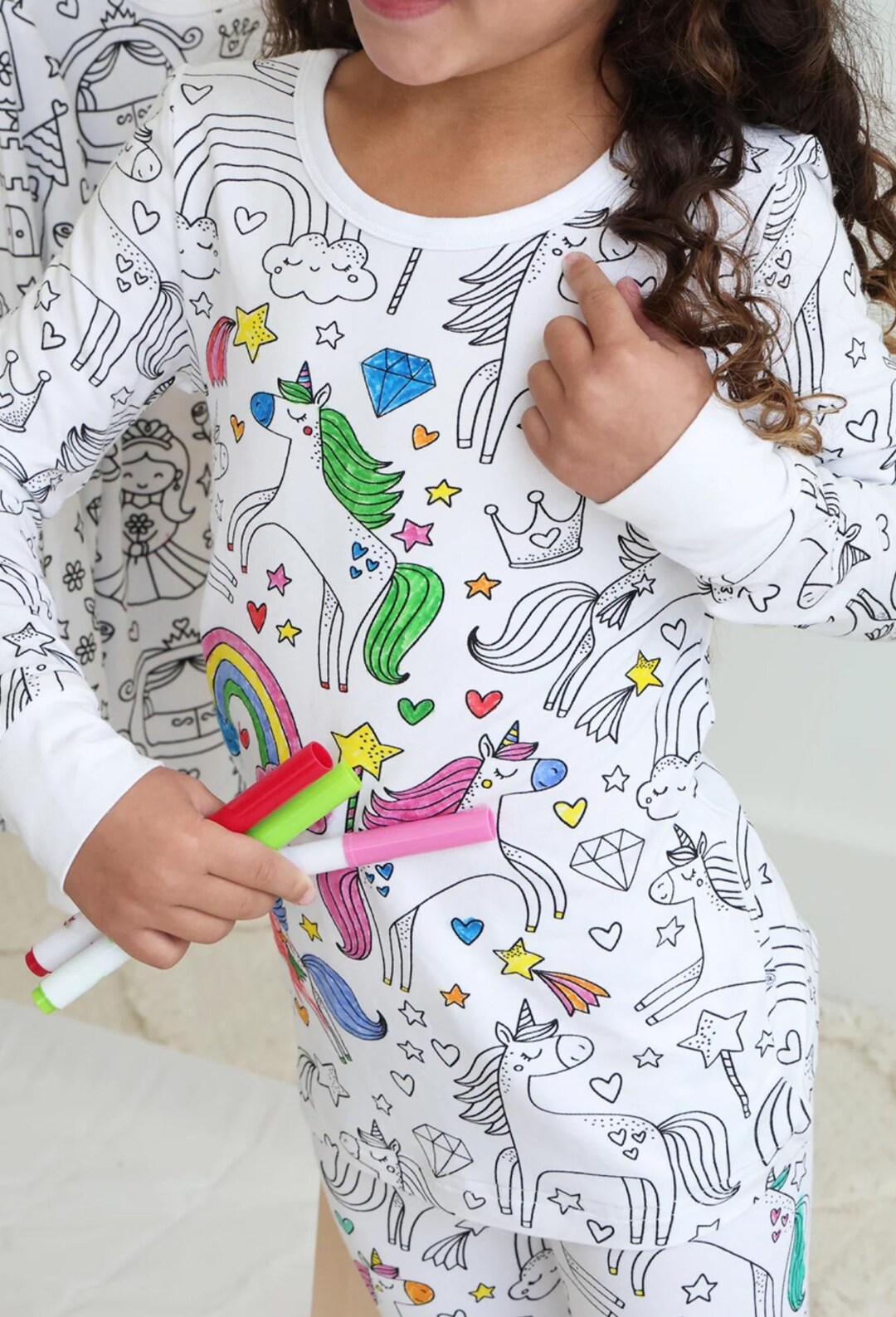 COLORING PAJAMAS SET / Hand Painted Homewear Set for Boy and Girl ...