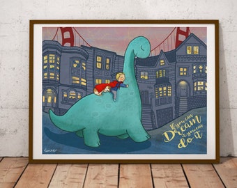 If you can dream it you can make it. Digital illustration, kids room decoration.