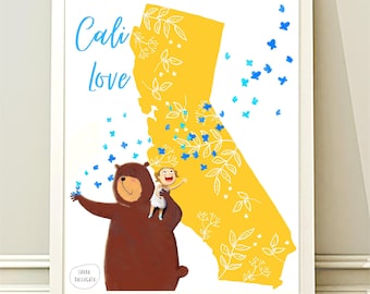 California Art, I love you California, California Bear, California girl, kids room