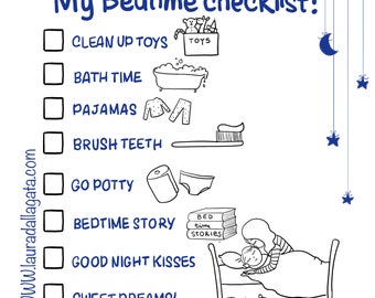 Bedtime Check list, bedtime routine list, tool for bedtime, download